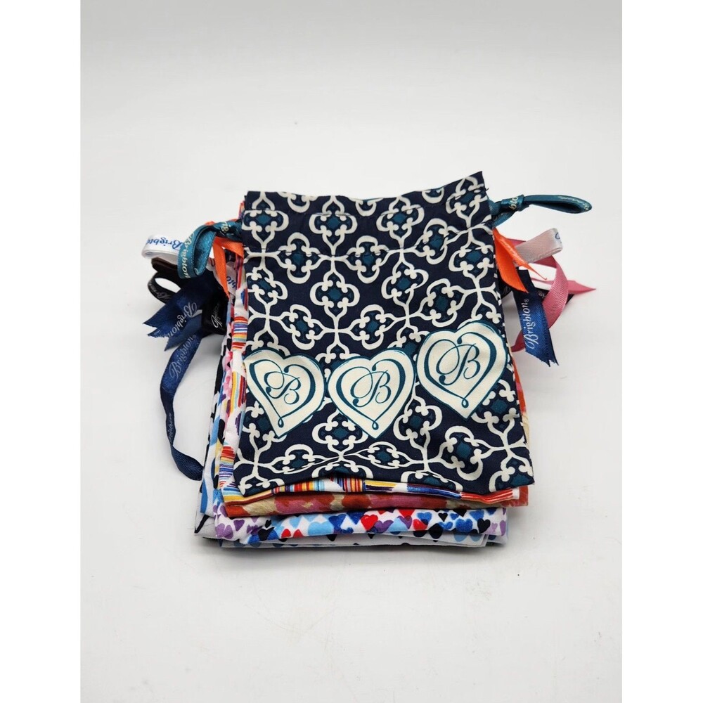 Lot Of 9 Brighton Cloth Fabric Jewelry Storage Bags #1 Hearts Drawstring Pouch - Picture 7 of 9